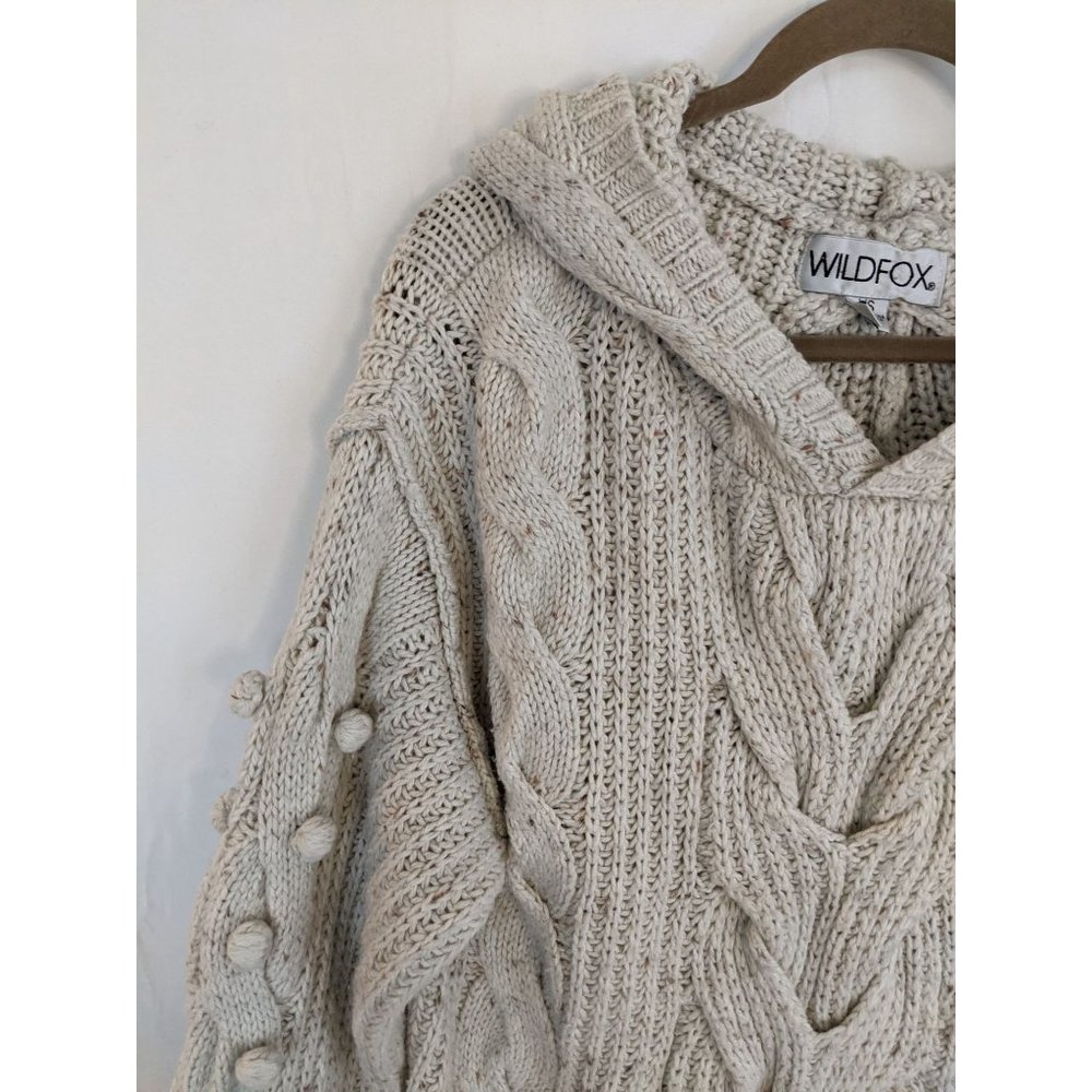 Wildfox Pattie Cable Knit Hooded Sweater XS - Picture 5 of 14